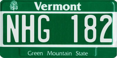 VT license plate NHG182