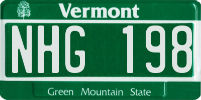 VT license plate NHG198
