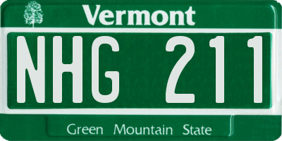 VT license plate NHG211