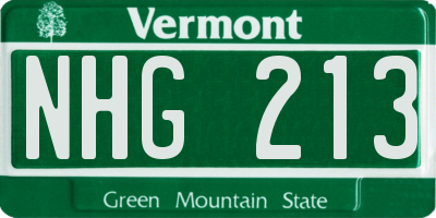 VT license plate NHG213