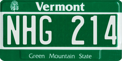 VT license plate NHG214