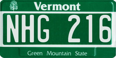 VT license plate NHG216