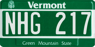 VT license plate NHG217