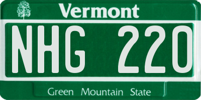 VT license plate NHG220