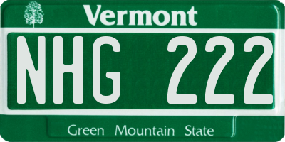 VT license plate NHG222