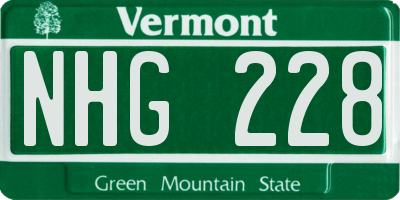 VT license plate NHG228
