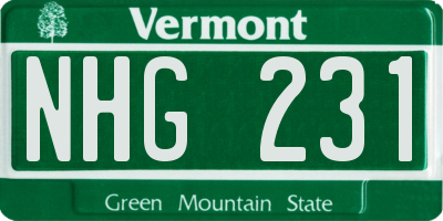 VT license plate NHG231