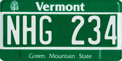 VT license plate NHG234