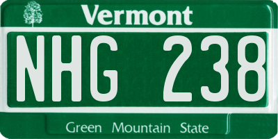 VT license plate NHG238