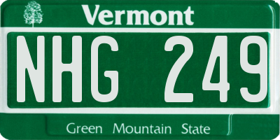 VT license plate NHG249