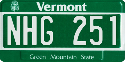 VT license plate NHG251