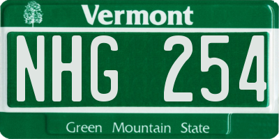 VT license plate NHG254