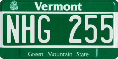 VT license plate NHG255