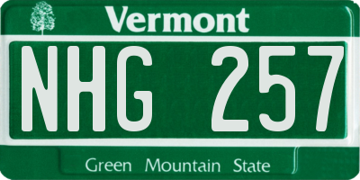 VT license plate NHG257