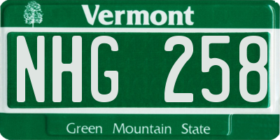 VT license plate NHG258