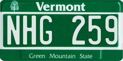 VT license plate NHG259