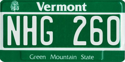 VT license plate NHG260