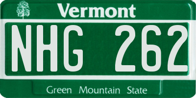 VT license plate NHG262