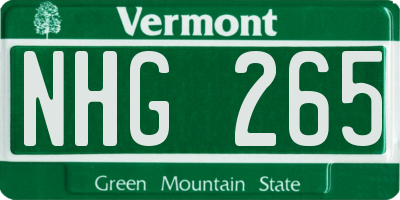 VT license plate NHG265