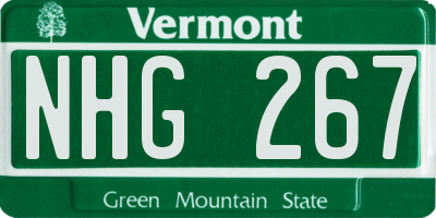 VT license plate NHG267