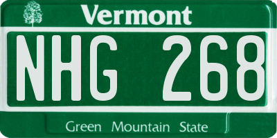 VT license plate NHG268