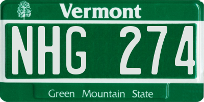 VT license plate NHG274