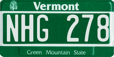 VT license plate NHG278