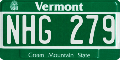 VT license plate NHG279