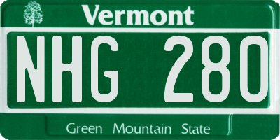 VT license plate NHG280
