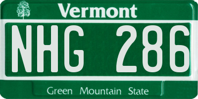 VT license plate NHG286