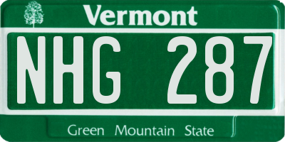 VT license plate NHG287