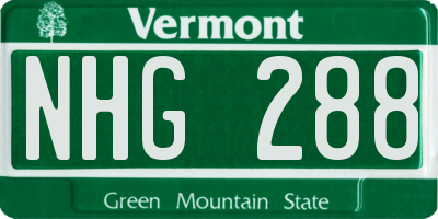 VT license plate NHG288