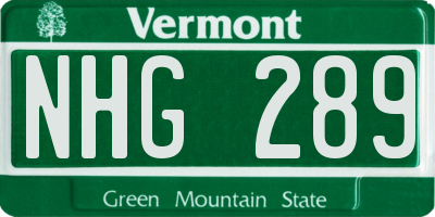 VT license plate NHG289
