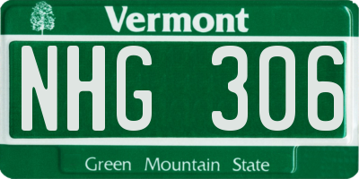 VT license plate NHG306