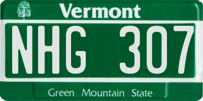 VT license plate NHG307