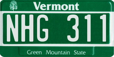 VT license plate NHG311