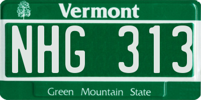 VT license plate NHG313