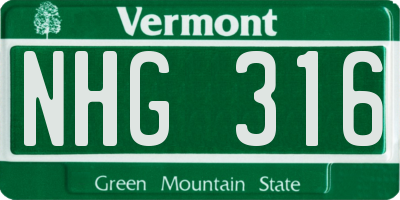 VT license plate NHG316