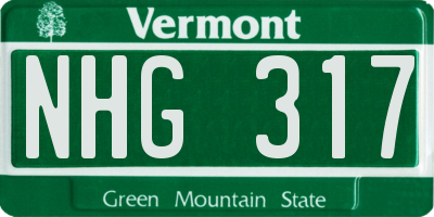 VT license plate NHG317