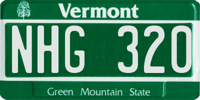 VT license plate NHG320