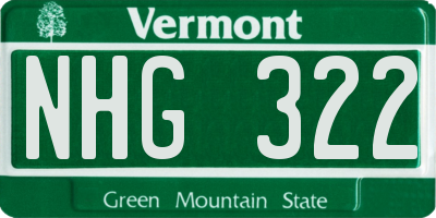 VT license plate NHG322