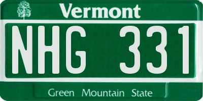 VT license plate NHG331