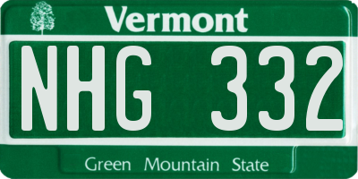 VT license plate NHG332