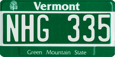 VT license plate NHG335