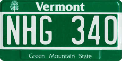 VT license plate NHG340