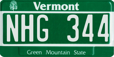 VT license plate NHG344