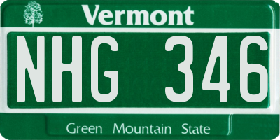 VT license plate NHG346