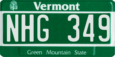 VT license plate NHG349