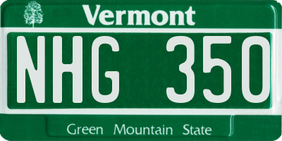 VT license plate NHG350