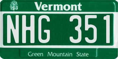 VT license plate NHG351